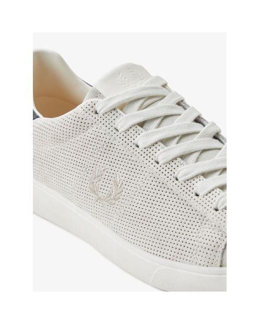 Fred Perry White Snow Oatmeal Spencer Perforated Suede Trainer for men