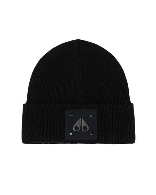 Moose Knuckles Black Logo Icon Beanie for men