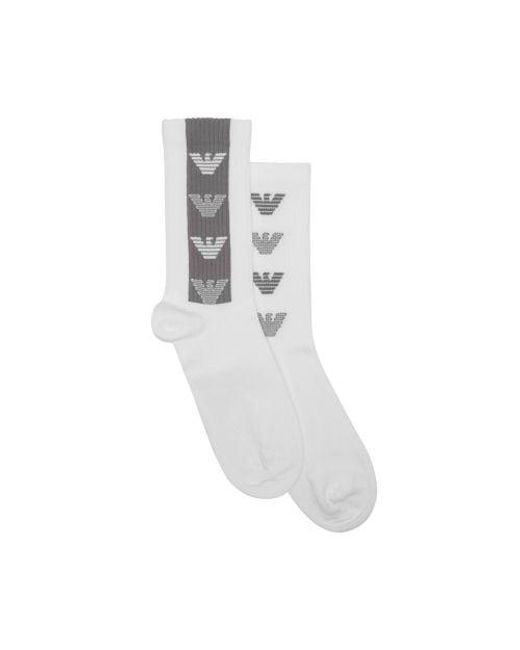 Emporio Armani Gray 2-Pack Logo Tape Sock for men