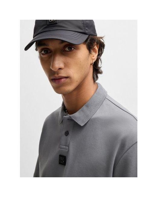 HUGO Gray Open Deabono D Interlock Polo Shirt for men