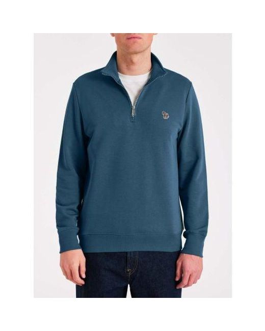 Paul Smith Blue Regular Fit Half Zip Sweatshirt for men