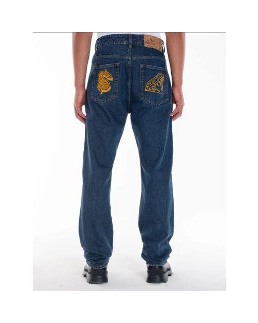 BBCICECREAM Blue Diamonds & Dollars Embroidered Jean for men