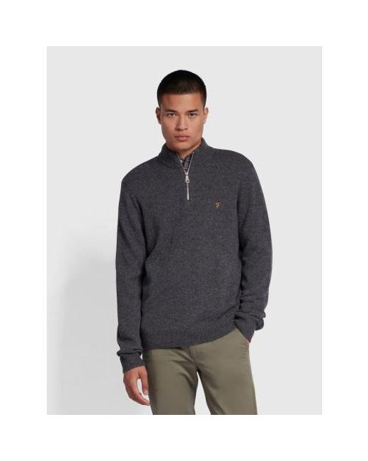 Farah Gray Marl Birchall Quarter Zip Sweatshirt for men