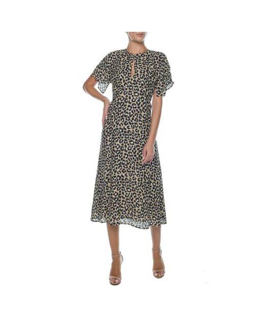 Michael Kors Gray Khaki Satin Cheetah Dress