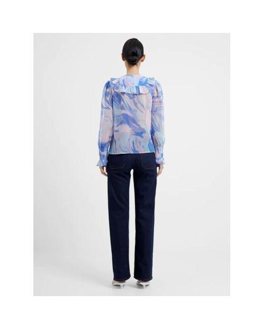 French Connection Blue Baja Dalla Recy Hallie V-Neck Blouse