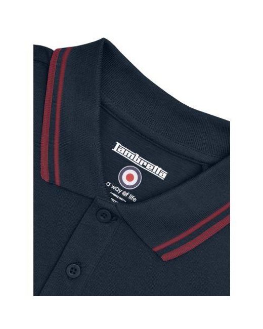Lambretta Blue Dark Twin Tipped Polo Shirt for men