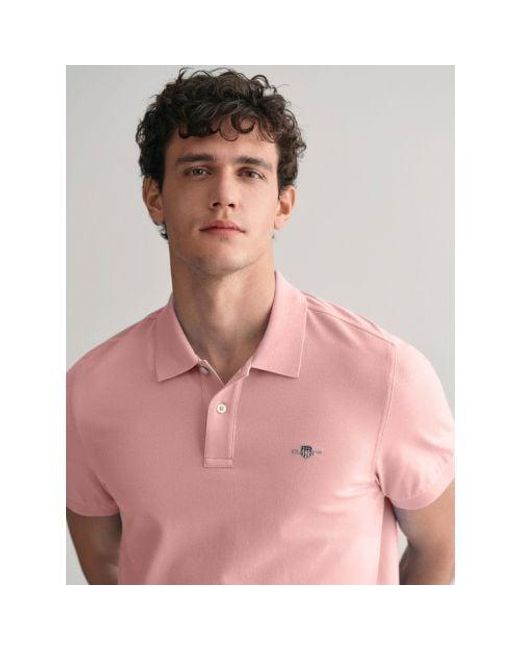 Gant Pink Bubblegum Regular Fit Shield Polo Shirt for men