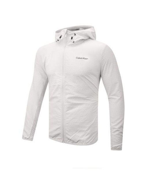 Calvin Klein White Turtle Dove Printed Water Repellent Windbreaker Jacket for men