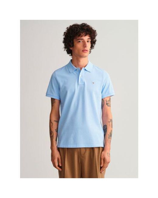 Gant Blue Capri Shield Pique Polo Shirt for men