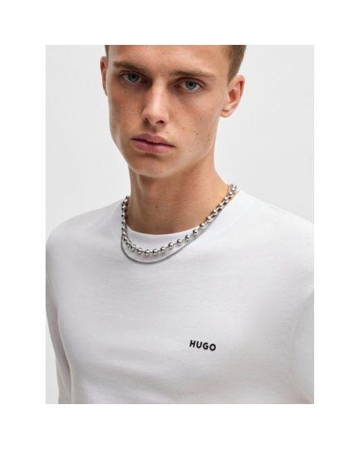 HUGO White Derol222 Long Sleeve T-Shirt for men