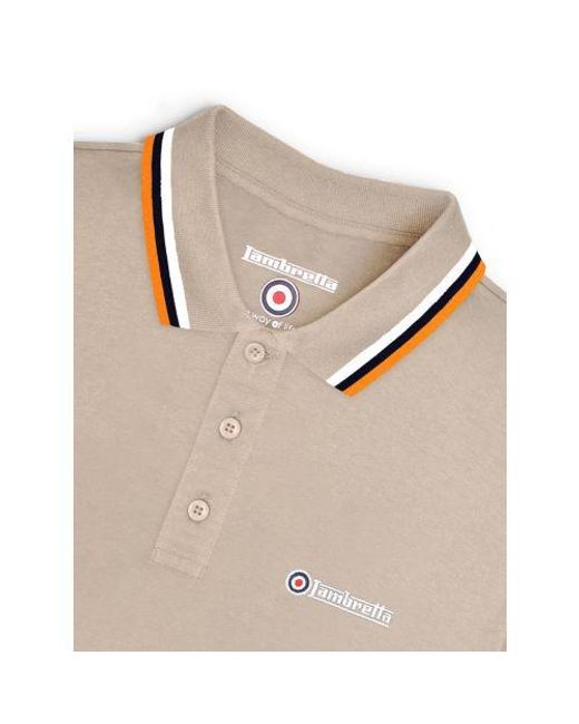 Lambretta Natural Cashew Triple Tipped Polo Shirt for men