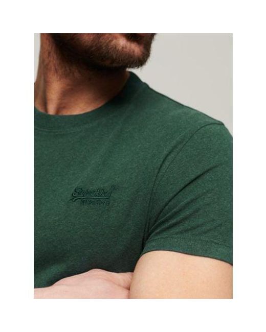 Superdry Green Buck Marl Vintage Logo Embroidered T-Shirt for men