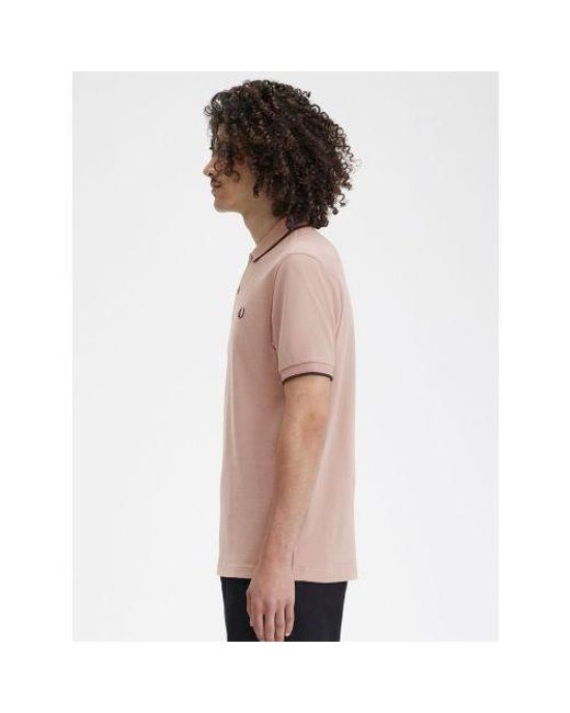 Fred Perry Pink Dark Dusty Rose Twin Tipped Polo Shirt for men