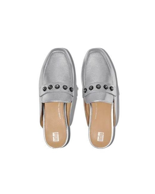 Fitflop White Delicato Crystal Cluster Soft Leather Mule