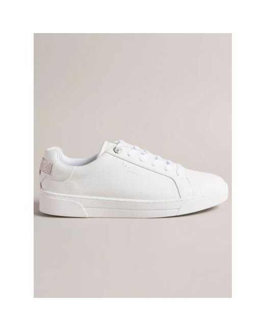 Ted Baker White Arpele Crystal Detail Cupsole Trainer