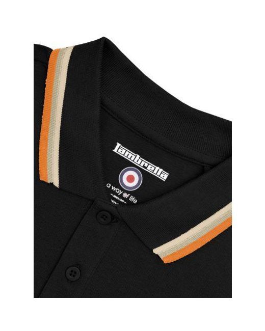 Lambretta Black Stone Triple Tipped Polo Shirt for men