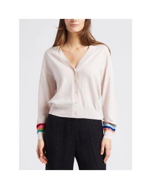Paul Smith White Off- Knitted Button Fasten Cardigan