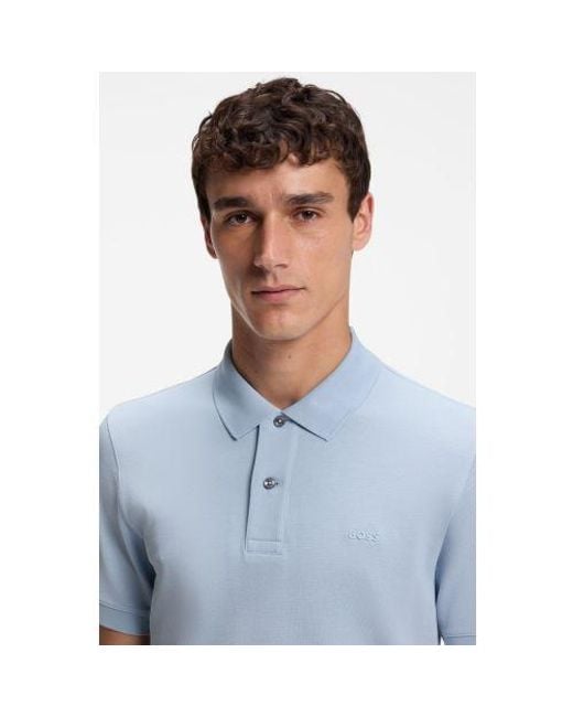 Boss Blue Light Pastel Pallas Short Sleeve Polo Shirt for men