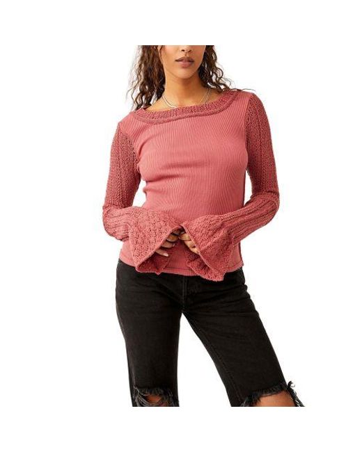 Free People Red Mauve Cuffing Season Top