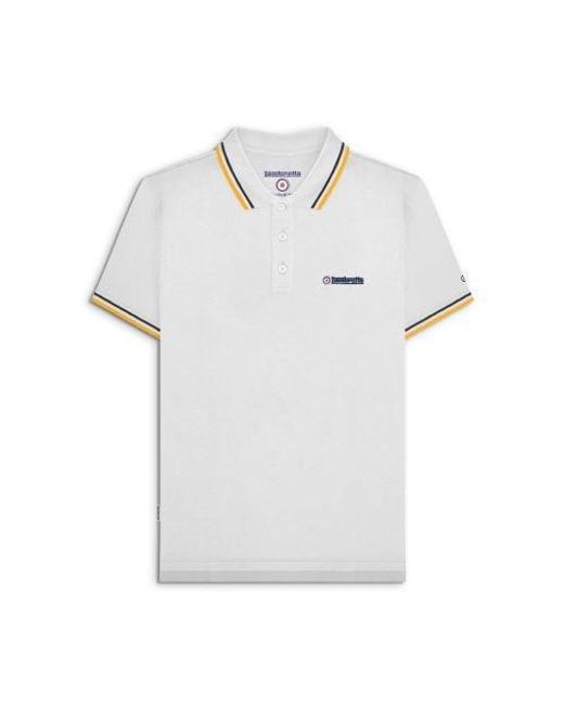 Lambretta White Twin Tipped Polo Shirt for men
