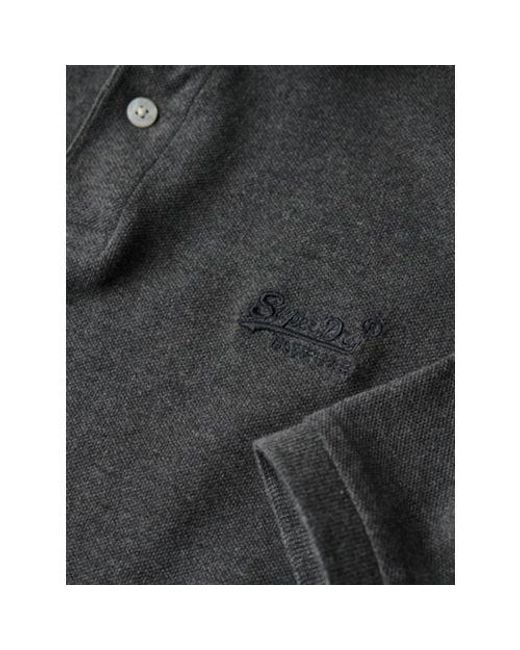 Superdry Gray Rich Charcoal Marl Classic Pique Polo Shirt for men
