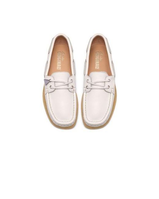 Clarks White Grain Godney Boat Shoe
