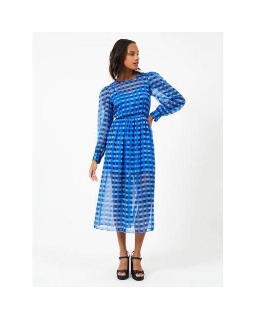 French Connection Blue Marine Edeline Hallie Crinkle Midi Dress
