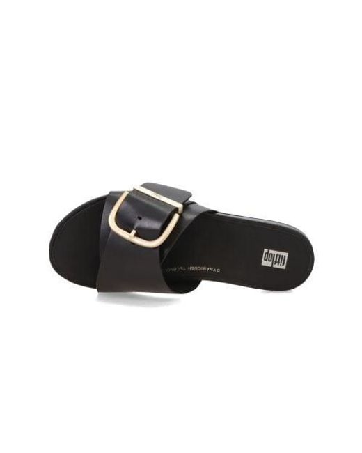 Fitflop Black Gracie Maxi-Buckle Leather Slide