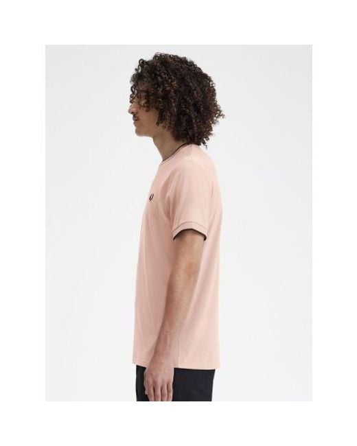 Fred Perry Pink Dark Dusty Rose Twin Tipped T-Shirt for men