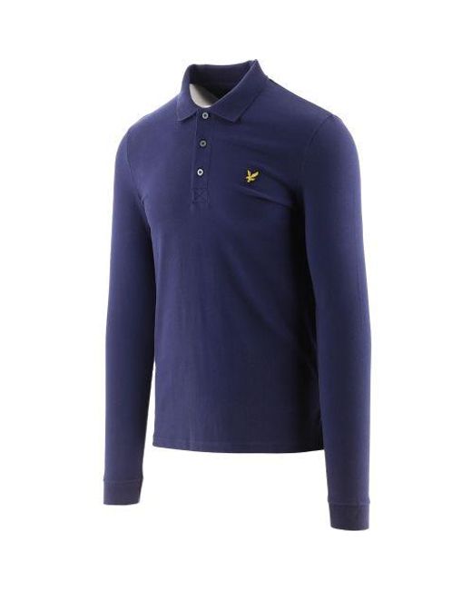 Lyle & Scott Blue Long Sleeve Polo Shirt for men