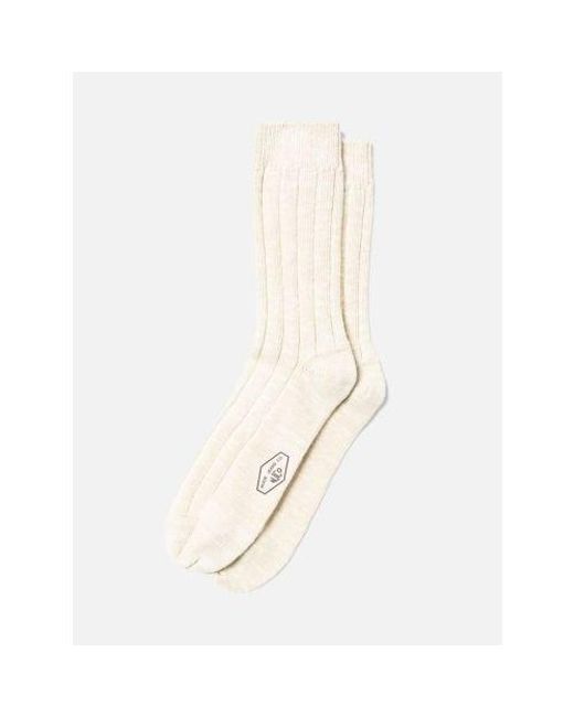 Nudie Jeans White Ecru Broad Rib Sock for men