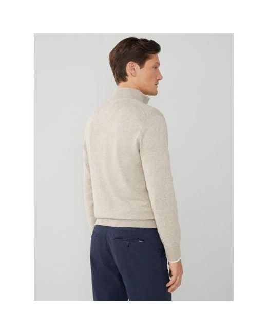 Hackett Gray Taupe Cotton Silk Half Zip Sweatshirt for men