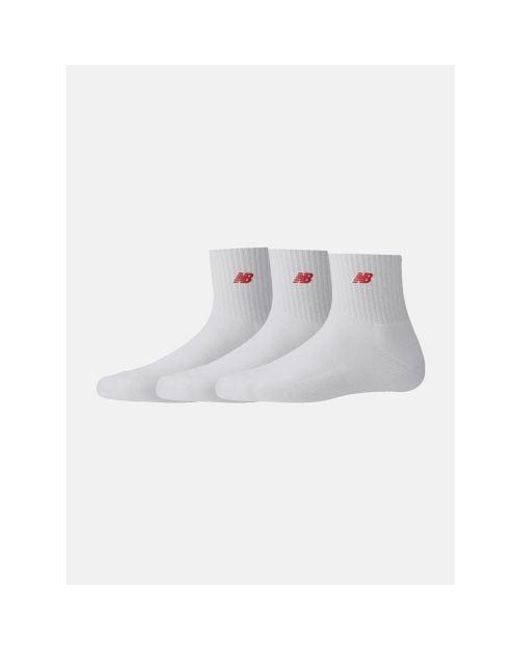 New Balance White 3-Pack Patch Logo Quarter Sock for men