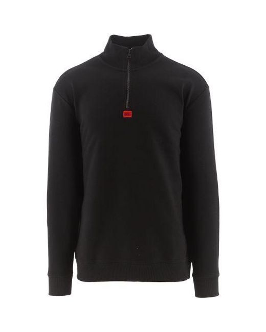 HUGO Black Durty Half Zip Sweatshirt for men