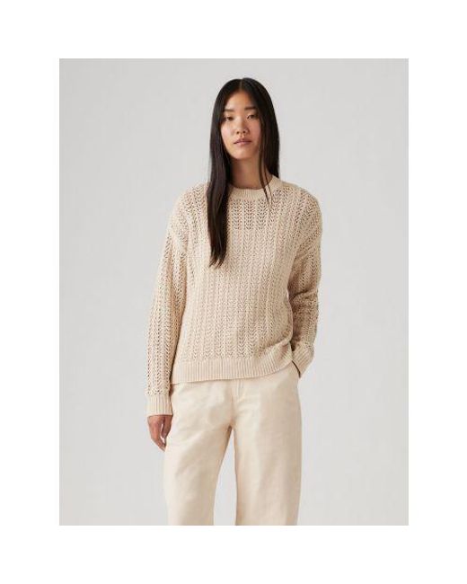 Levi's White Oatmeal Sunrise Crochet Sweater