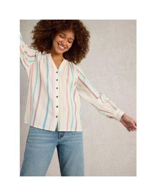 White Stuff Natural Gilly Stripe Jacquard Top