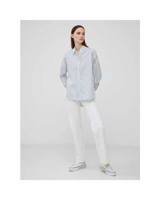 French Connection Blue Linen Forest Rhodes Poplin Sleeve Detail Shirt