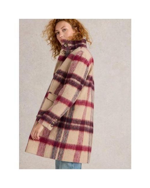 White Stuff Pink Stuff Plum Multi Karla Check Coat