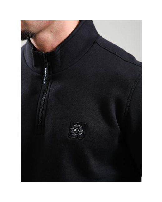 Marshall Artist Black Marchio Quarter Zip Sweatshirt for men