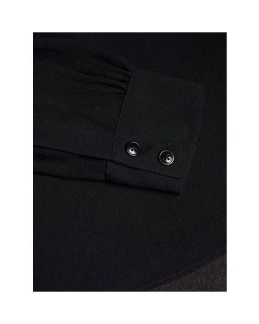 Ted Baker Black Half Placket Stand Collar Blouse