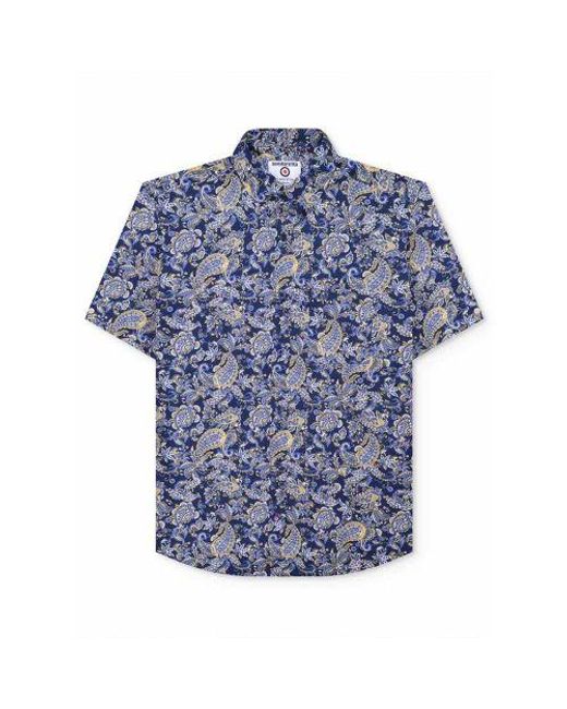 Lambretta Blue Paisley Short Sleeve Shirt for men