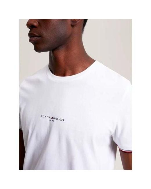 Tommy Hilfiger White Logo Tipped T-Shirt for men