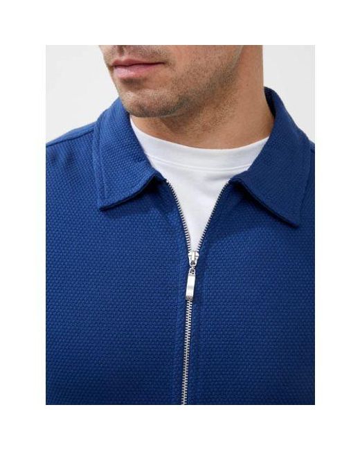 French Connection Blue Popcorn Zip Through Shirt for men