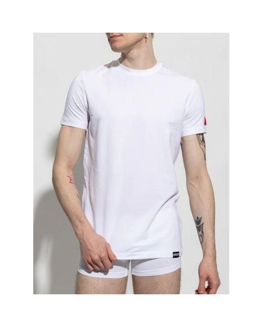 DSquared² White Open Arm Patch T-Shirt for men
