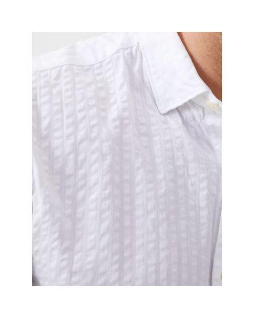 French Connection White Seersucker Check Shirt for men