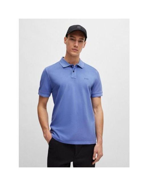 Boss Blue Bright Prime Cotton Pique Polo Shirt for men