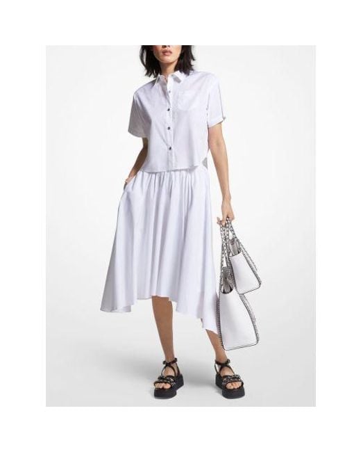 Michael Kors Blue Cotton Poplin Skirt