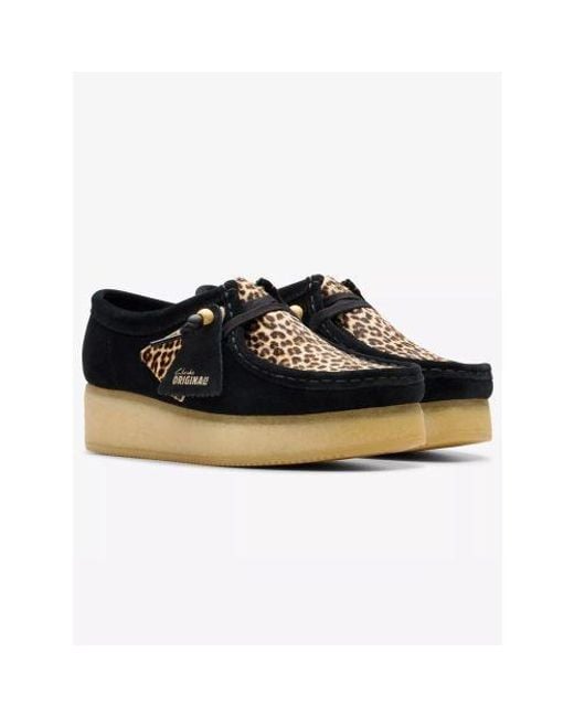 Clarks Leopard Print Combo Wallacraft Bee Shoe in Black | Lyst UK