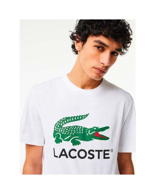Lacoste White Signature Print T-Shirt for men