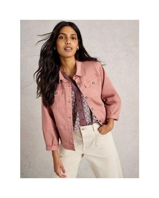 White Stuff Pink Dusty Camille Denim Jacket